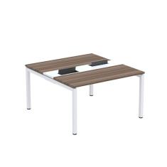 Mesa Plataforma Dupla com Pé de Aço para Coworking 130X140/2P PDC13/14/2P Walnut/Branco