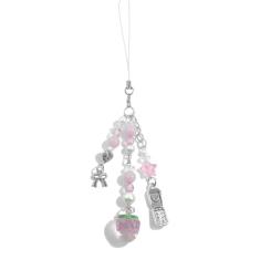 cioatu 1-4 peças encantadores de telefone estéticos Y2K pulseira rosa morango borboleta estrela telefone charme Y2K acessórios para bolsa de telefone chaveiro airpods câmera pingentes decoração, liga