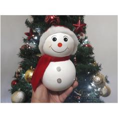 Boneco Das Neves Em Cerâmica Merry Christmas Decoração Natal