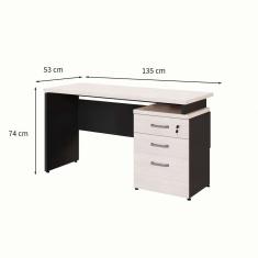 Escrivaninha Yaris 3 gv Carvalho Berlin e Preta 135 cm