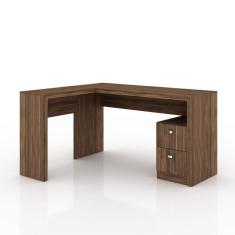 Mesa para Escritório em L 2 Gavetas Me4129 Tecno Mobili Nogal