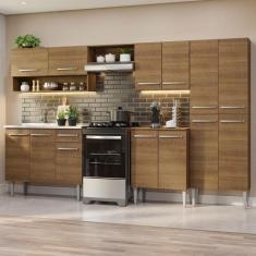 Armário de Cozinha Completa 293cm com Pia Emilly Madesa 09, Rustic