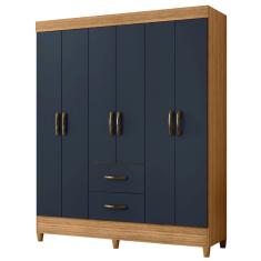 Guarda Roupas Casal 6 Portas 2 Gavetas Mobi Nature / Grafite Albatroz