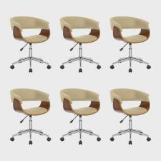 Kit 6 Cadeiras para Escritório Diretor Giratória Regulável Turim