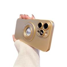 Suporte dobrável suporte magnético fosco capa para iPhone 15 14 Pro Max 13 12 11 14 15 Pro Max Plus capa protetora de câmera, dourada, para iPhone 15 Pro