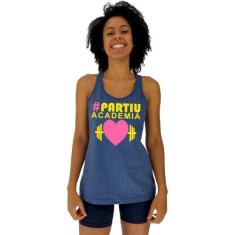 Regata Feminina Recorte Nadador MXD Conceito Partiu Academia, Azul pet