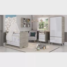 Quarto de Bebe Completo 3 Peças 1 Cômoda 1 Roupeiro 1 Berço Pipoca Móveis Percasa