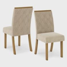 Conjunto 2 Cadeiras Vita Móveis Henn Nature/Linho