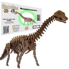 Brinquedo Educativo Quebra Cabeça 3D Dinossauro Braquiossauro Mdf - Mo
