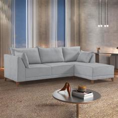 Sofá De Canto 5 Lugares 268Cm M155 Veludo/Cinza