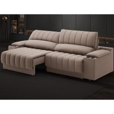 Sofá com Porta Copos Carregador USB Ret Rec Murano 2,50m Velosuede - NETSOFAS