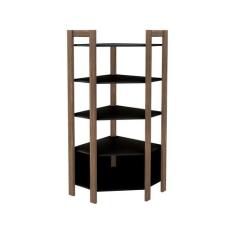 Estante para Livros de Canto Multiuso - Tecno Mobili, Preto e Nogal