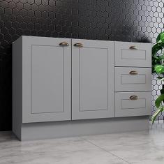 Balcão 2 Portas 3 Gavetas 120cm Emily Cinza