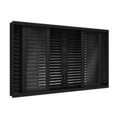Janela de Aço Veneziana Flex com Grade Quadrada 6 Folhas 100X200cm Facilitá Lucasa Preto