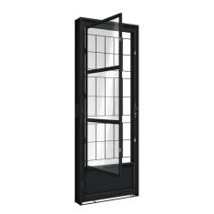 Porta de Aço de Giro com Postigo e Grade Quadrada 215x85cm Aço Pronto Riobras Preto