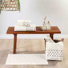 Jogo de Banho Meggy Poá Bolinhas Toalhas Macias 100% Algodão 5 Peças - Pérola