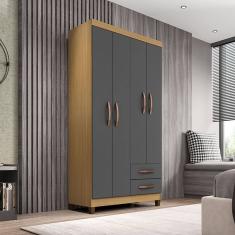 Guarda Roupa Solteiro Aspen 4 Portas 2 Gavetas I01 - Clique Chique Móveis