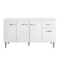 Balcão de Cozinha 4 Portas Gabriela 150 cm Branco Com Tampo MDP AJL Mó