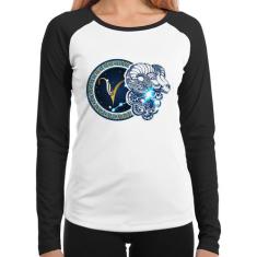 Baby Look Raglan Signo Áries Astrologia Manga Longa - Foca na Moda, Br