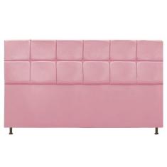 Cabeceira Estofada Damares 195 cm King Size Com Botonê Suede Rosa Bebê