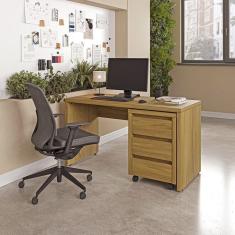 Mesa De Escritório 135cm Com Gaveteiro Com Rodízio Ficus Cabecasa Madeiramadeira Rovere