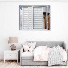 Janela Veneziana de Alumínio 3 Folhas Móveis 100x100cm Linha 25 - Esqu