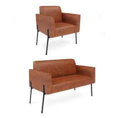 Sofá Namoradeira e Poltrona Pé de Ferro Preto Marisa Corano D03 - D'Rossi