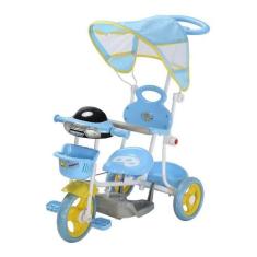 Carrinho Passeio Triciclo Infantil Com Empurrador Motoca Importway Azu