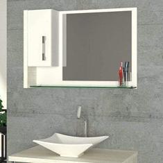 Espelheira para Banheiro 1 Porta Legno Compace Branco/Snow