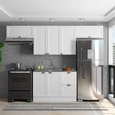 Cozinha Modulada 4 Peças 7 Portas 2 Gavetas com Balcão para Pia Unna Branco