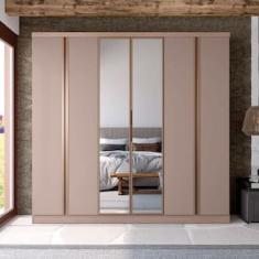 Guarda-Roupa Casal Bartira Monte Rei 6 Portas de Bater com Espelho 6 Gavetas Internas MDP - 238cm de Largura