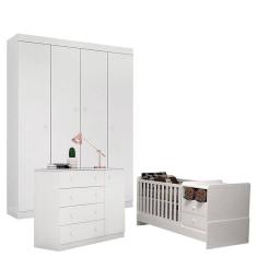 Quarto de Bebê Helena com Berço Multifuncional Selena Branco Brilho - Phoenix