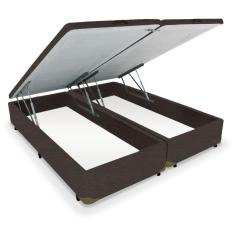 Cama Box Baú Bipartido  Marrom Canvas - 193x203
