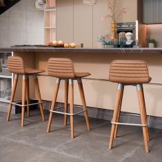 Banqueta Baixa Linea Aço Champanhe Assento Terracota