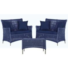 2 Sofás Área e Mesa Igapó Alumínio Pintura Fendi Corda Náutica Estofad