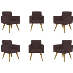 Kit 06 Cadeiras Poltronas Decorativa - Escritório - Recepção Cor:marrom