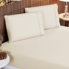 Kit de Lençol Cama Casal Padrão 03 Peças 400 Fios Toque Acetinado 100%