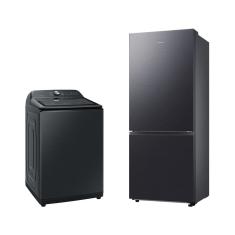 Lavadora Smart Digital Inverter WA23B Black 23kg 127V + Geladeira Samsung BMF RB50DG6020B1AZ SmartThings 462L Black Inox Look 127V