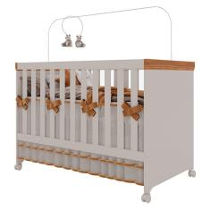 Berço Americano Mini Cama com Guarda Roupa Infantil Antonella 3 Portas Off White Caramelo - Canaã