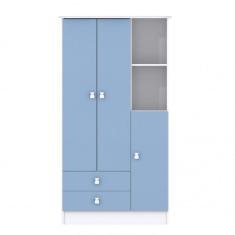Guarda Roupa de Bebê 3 Portas 2 Gavetas Baby Móveis Percasa Branco/azul