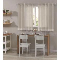 Cortina Para Cozinha Novara Bella Janela 3,00M X 1,20M Linho