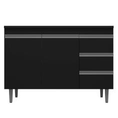 Balcão De Pia Cozinha 2 Portas 100 Cm Preto 1820 Sem Tampo