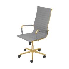 Cadeira De Escritório Giratoria Eames Cinza - Alta | Dourado Matte