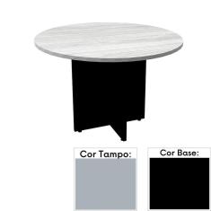 Mesa de Reunião Redonda 110 x 110 cm Pé Painel PE25 em MDP Cinza com Base Preta
