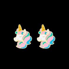 Brinco Infantil Resinado Semijoa 18k Unicórnio Antialérgico-Feminino