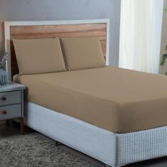 Kit Conjunto Cama Queen Algodão 300 Fios 3 Peças com Elástico e Fronha
