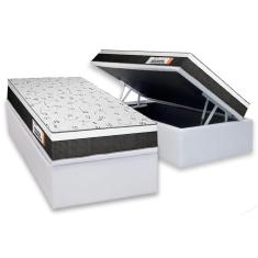 Cama Box Baú Solteiro: Colchão Anatômico Plumatex Falcon Ultra Firme + Base Crc Courano White(88x188)