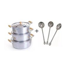 Jogo Caçarolas Alça Madeira Polida Restaurante - DIVIFORTE