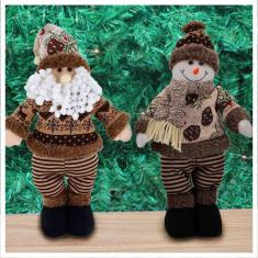 Dupla Boneco De Natal Boneco De Neve E Papai Noel 37cm
