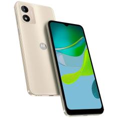 Smartphone Motorola Moto e13 Off White 64GB, 4GB RAM, Tela de 6.5", Câmera Traseira de 13 MP, Selfies de 5 MP, Android 13 Go e Processador Octa Core